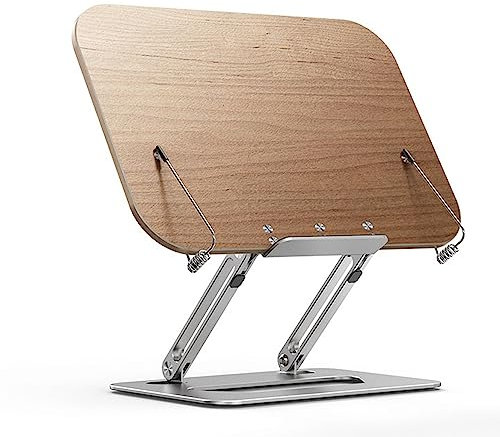 Holzbuchständer Kochbuchhalter mit Papierklammern für Das Lesen Schreiben Höhenverstellbar Faltbar Studie Tools Laptop Notebook Stand