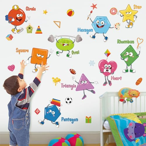 wondever Shapes Wall Decals Educational Learning Geometry Wall Stickers