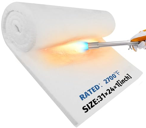 Ceramic Fiber Blanket, 31 × 24 × 1 (Thick), Rated to 2600°F