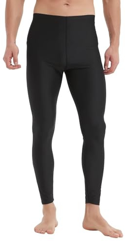 Tesuwel Mens Swim Pants Long UV Sun Protection Swim Tights Black L