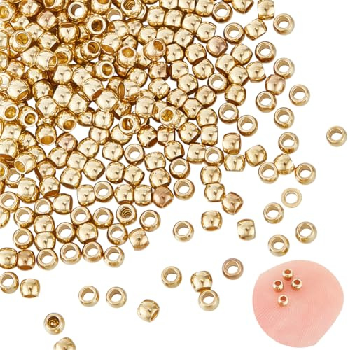 UNICRAFTALE 300 st 2 mm guldkrosspärlor presspärlor rostfritt stål runda distanspärlor lösa lösa pärlor för armband, pärlor för halsband, armband, smyckestillverkning