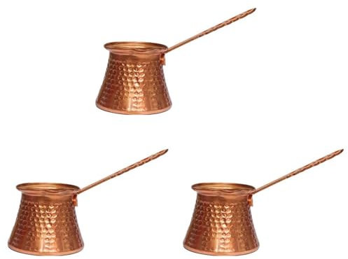 Fcuajdkq Lot de 3 cafetières turques en cuivre avec poignée en métal pour cafétéria Cezve