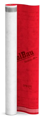 Isolbau Unterspannbahn Dach SPB 190 SKS, 37,5 m² Rolle (1,5 x 25 m) - Dampfdurchlässige Unterdeckbahn mit 2 Klebestreifen - Selbstklebende Dachfolie 190 g/m² - witterungbeständig und wasserdicht