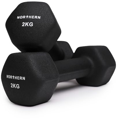 NORTHERN Neoprene Hex Dumbbell Pair for Home Gym, Anti-Roll Non-Slip Weights for Aerobic Exercise, Strength Training, Pilates, Muscle Toning, Physiotherapy & Fitness Workouts