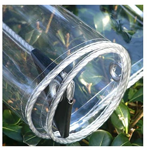 Generico Telone Tela Cerata Trasparente Telone Impermeabile per Esterni in plastica da 0,3 mm con Occhiello in PVC Telone Pieghevole Trasparente per pergola Copertura per Barche (Color : Clear Size