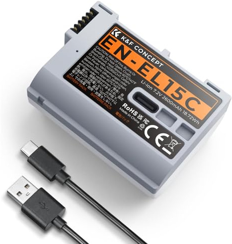 K&F CONCEPT EN-EL15C 2600mAh Kamera-Akku mit großer Kapazität und Typ C Direktladeschnittstelle für Nikon Z7 II, Z6 II, Z5, D850, D810, D810A, D780, D750, D610, D500, D7500