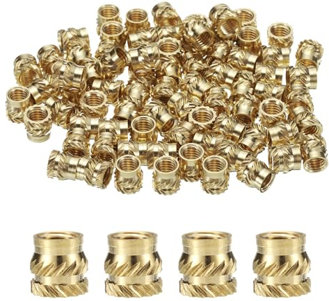 QUARKZMAN 100Pcs Insertos Roscados de Latón M5*7mm, OD 7mm Tuercas Roscadas de Latón de Ajuste Térmico, Tuerca de Inserción para Piezas de Impresora 3D