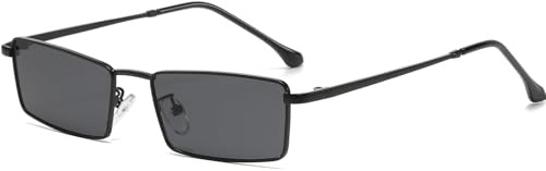 YAMEIZE Rechteckige Retro Sonnenbrille für Herren und Damen Quadratische 70er Jahre Sonnenbrille Metallschirme Trendige Sonnenbrille UV400 Schutz