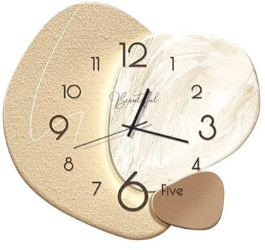 Ergocar Horloge Murale, Créative Silencieuse,Moderne en Porcelaine Cristalline De Style Nordique, Décoration à Piles pour École, Salon, Cuisine, Bureau