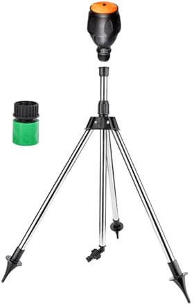 JISADER Rotierender Stativregner, Hofsprinkler Stativ-Rasen-Impulsregner für 0-24 m