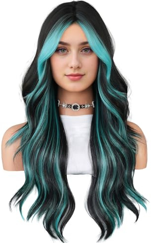 Perücke Blau Damen Lang Gewellt Gelockt Locken Natürlich Für Frauen Cosplay Kostümparty Halloween Karneval Perücken Blau Markieren