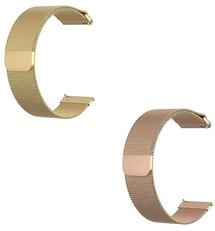 GEZHUCAO milanese Confezione da 2 Cinturini Per Orologi da Uomo - Chiusura Magnetica 10 14 16 18 20 22 24MM Adatto Al 98% Degli Orologi Tradizionali E Smartwatch(Gold+Rose Gold,14MM)