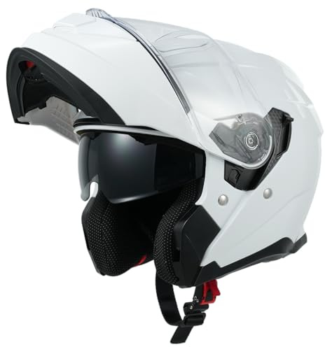 MY Motorrad Klapphelm 935 Modular Integralhelm mit Doppelvisier (Weiß, XXL)