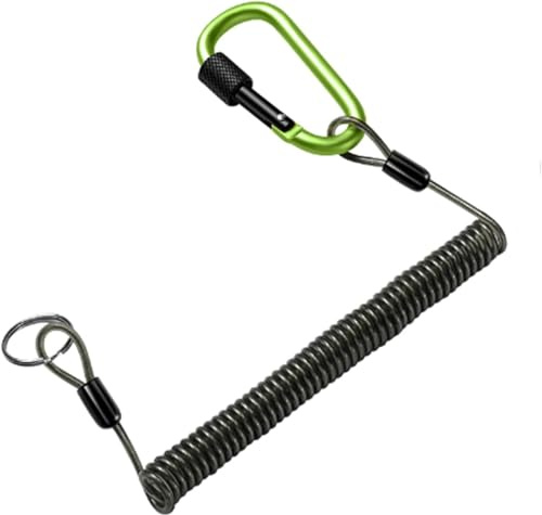 Heanvmyss Stretchy Spiral Keyring with Carabiner,Safety Coiled Lanyard,Heavy Duty Spring Fishing Lanyard,Retractable Coil Key Chain Theftproof Anti-Lost Stretch Cord with Metal for Keys