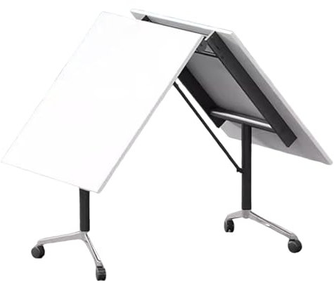 Weißer Konferenztisch, Flip-Top klappbarer Rechteckiger Besprechungstisch, Holzseminartisch Executive Desk für Büro, Speisesaal, Empfangsraum