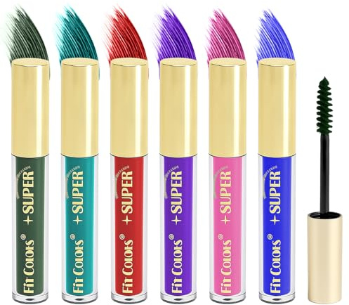 ZMDMAH Färgglada mascara set 6 färger vattentät volym & curling mascara hållbar mascara charmig långvarig ögonmakeup för jul halloween party bröllop