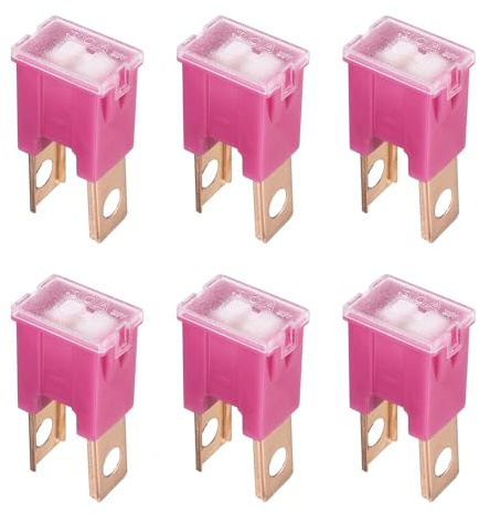 MECCANIXITY 6pcs Cartridge Fuse, 32VDC 30A Male Terminal Automotive Assortment J Case Fuse for Car, Truck, RV, Boats, Rose Red
