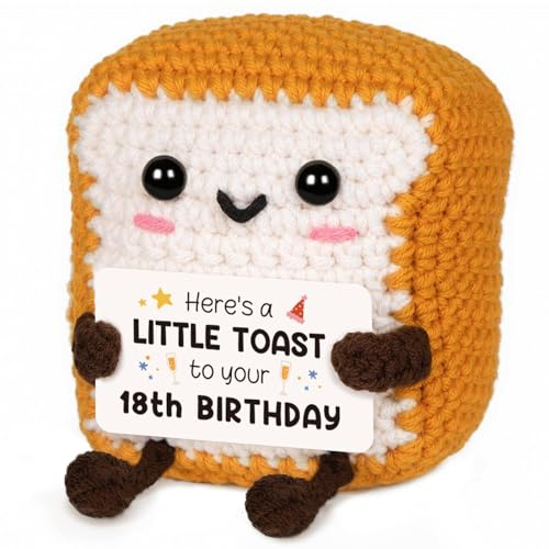 CheriGift 18th Birthday Gifts for Girls Boys, Handmade Crochet Toast 18th Birthday Decorations for Boys Girls, for 18 Year Old Son Daughter Granddaughter Grandson Niece Nephew Female Male