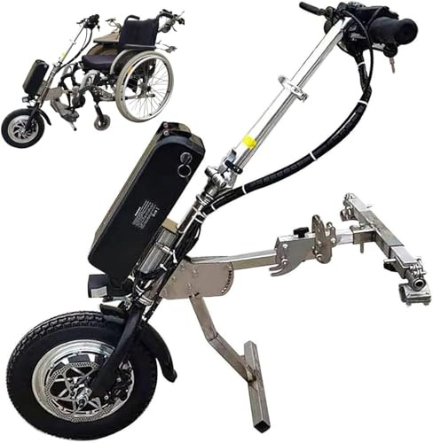 Handbike Électrique pour Fauteuils Roulants Accessoire pour fauteuil roulant 500 W, dispositif de traction, système d'amortissement, tweeter, batterie 48 V 15 Ah/17 Ah, autonomie 60/70 km
