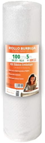 OFITURIA Rotolo Pluriball 100cm – Kit Base con film a bolle d’aria flessibile – ideale per pluriball imballaggio, trasloco, protezione spedizioni