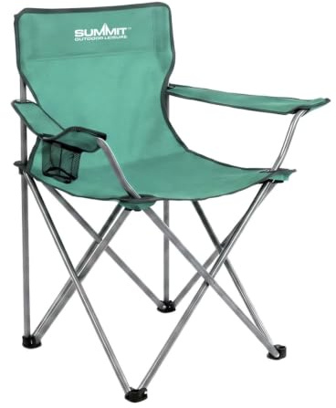 VFM e-Store Folding Camping Chair With Cup Holder | Carry Bag | Light Green