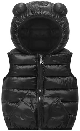 Ragazze Giubbotto Piumino Giacca Senza Maniche Con Cappotto Invernale Trapuntato Per Bambini Capispalla Leggero, Nero , 3-4 Jahre
