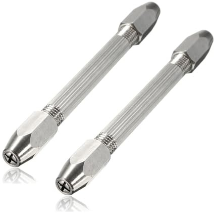 Mandouer Pin Vice Hand Drill, 0.5-3.2mm Chuck Double Ended Mini Drill | Double ended, portable design for jewellery making, resin crafts, model building, wood carving, DIY projects, 2pc included