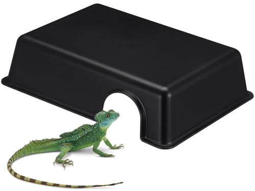 SEWACC Refugio Práctico para Tortuga Ermitaña y Reptiles en Plástico Negro Diseño de Proporción Áurea, Adecuado para Terrarios y Acuarios en Casa