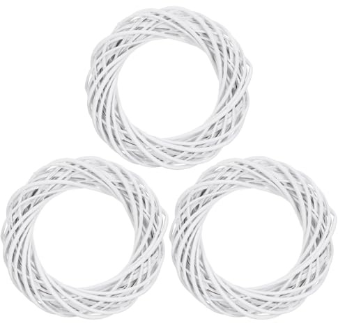 IMIKEYA Lot de 3 Couronnes de Vigne Naturelles 30 Cm Base en Rotin pour Couronne Décorative Blanche, Bricolage Guirlande Rustique pour Mariage, Décoration Murale et Porte D'entrée