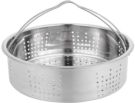 Luxshiny Parrilla de Vapor Redonda de Acero Inoxidable 304 Asas Dobles, Cesta Metálica para Cocinar al Vapor de 21 Cm, Colador Resistente Apto para Menaje Cocina y Vaporera Doméstica