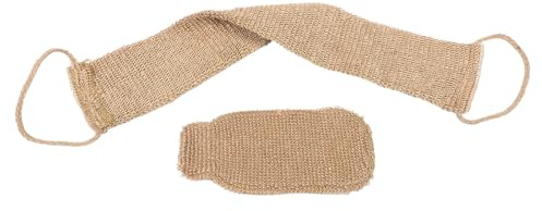 Generisch 2 Stück Rückenreiniger Peeling Waschlappen aus Sisal und Schwamm Exfolierend und Abgestorbene Haut Entfernend für Zuhause und Fitnessstudio Kaffee Farbe