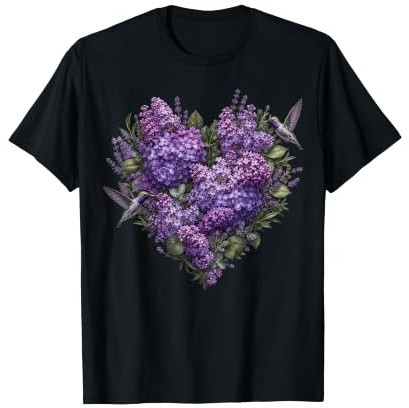 Colibri Lilas Hortensia Floral Botanique Jardin T-Shirt
