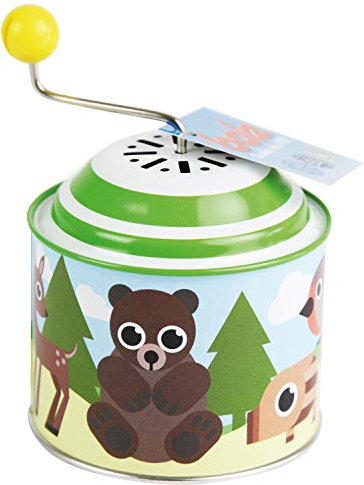 Bolz 52763 - Musikdrehdose Waldtiere, ca. 7,5 x 10,5 cm, Blechdrehdose mit Melodie Der Frühling, Drehdose aus Metall, Drehorgel für Kinder ab 1 Jahr, Orgel Kleinkinder mit Disney Motiv