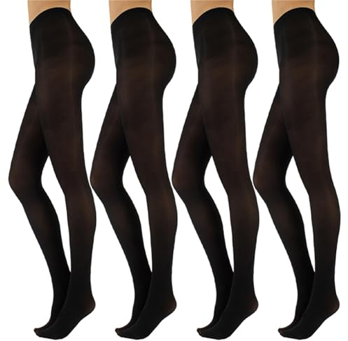 4 PAIA COLLANT DONNA OPACO | CALZAMAGLIA IN MULTIFIBRA MORBIDA | COLLANT COPRENTE MORBIDO ELASTICIZZATO | CALZE CON CORPINO NUDO | NERO | 50 DEN | MADE IN ITALY (L/XL, Nero)