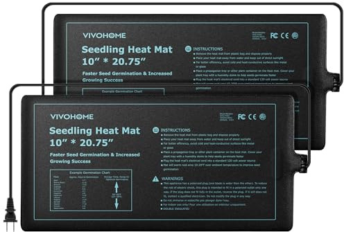 VIVOHOME 2 Packs Waterproof Seedling Heat Mats for Seed Starting, 10 x 20.75 Durable Seed Germination Heating Mat, 20W Warming Mat for Indoor Growing, Hydroponic, Greenhouse