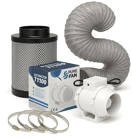 Weedness Grow Abluft Aktivkohlefilter Set 840-1040 m³ Belüftungsset - Indoor Anbau Lüftungsset Rohrventilator Grow-Box Belüftungssystem Belüftungsanlage