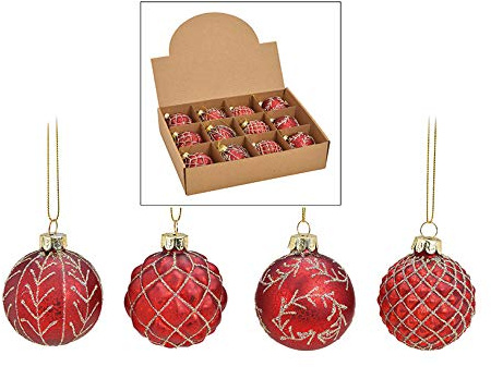 12 Weihnachtskugeln aus Glas – Ø 6 cm – Christbaumkugeln Set – Glaskugeln für Weihnachtsbaum – edle Tannenbaum Deko – klassisch, modern & elegant – Weihnachtsdeko Baumkugeln