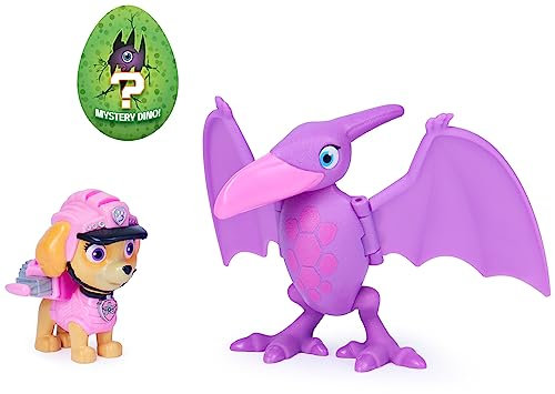PAW PATROL Dino Rescue Skye Hero Pup Spielfigur im Set mit beweglicher Dinosaurier-Figur und Überraschungs-Dino, Spielzeug für Kinder ab 3 Jahren