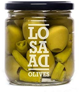 Aceitunas Losada - Aceituna Gordal sin hueso, picante 345 g - Caja de: 8 unidades