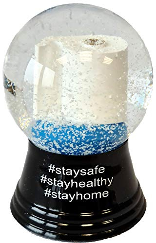 Schneekugel Echtglaskugel - Fast wie echter Schnee Motiv: Klopapier - staysafe, stayhealthy, stayhome, 4,5 cm