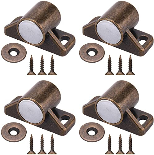 LUTER 4 Pezzi Fermi Magnetici per Porta Magneti per Porta Dell'Armadio con Viti in Acciaio Inossidabile per Chiudiporta per Armadio da Cucina Chiusura per Porta Scorrevole (Bronzo)