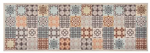 vidaXL Küchenteppich Waschbar rutschfest Teppichläufer Küchenläufer Läufer Teppich Flurteppich Küche Bodenmatte Fußmatte Mosaik Mehrfarbig 60x300cm