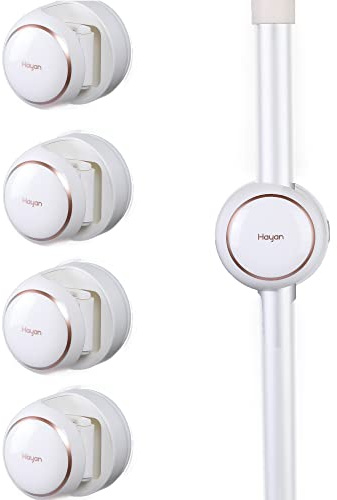 ETRAVEL 4 Stück Mopp-Besenhalter, multifunktional, selbstklebend, Wandhalterung, Besen-Clips, Halter für Küche, Badezimmer, Schrank, Garten, Garage (4 weiß)