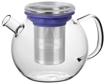 TEA SHOP - All in One Teapot Mallow 0,8l - Tetera de Cristal con Tapa e Infusor de Acero Inoxidable - Lila - Accesorios para té o infusiones