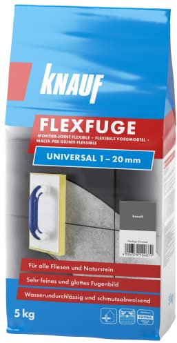Knauf Flexfuge Universal 5 kg Basalt, universell einsetzbar für ein besonders glattes Fugenbild auf Wand & Boden im Innen- & Außenbereich, schnellhärtender Fugenmörtel auf Zementbasis