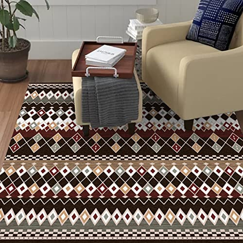 Designer Teppich Quadratisch Kurzflor Moderner Orientteppich Klassisch Gemustert Ornamente für Wohnzimmer Schlafzimmer Kinderzimmer, schwarz rot braun Rhombus geometrisch 200 x 200 cm