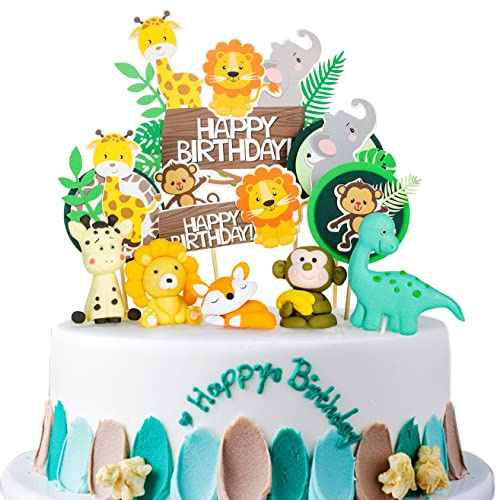 Waldtiere Tortendeko, Waldtiere Kuchen Topper, Tier Kuchen Deko, Tiere Kuchen Dekoration, Tier Kuchendeckel, Dschungel Tortenaufleger Tortenstecker Tiere Cupcake Topper Dschungel Party