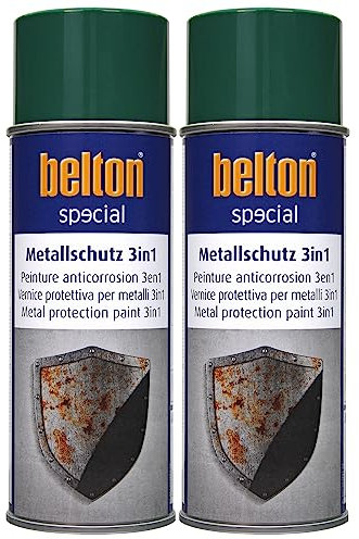 ECI 2x Belton Metallschutzlack 3in1 400 ml Metallschutzfarbe Schutzlack Rostschutzfarbe Rostschutzlack Farbe nach Wahl (Moosgrün)