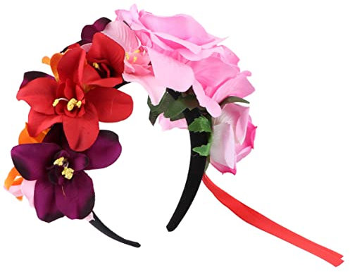 ABOOFAN Blumenkranz Haarband Mit Orchideen Rosen Festliches Kopfschmuck Für Damen Für Halloween-party Kostüme Und Festliche Anlässe Langlebiges Material Macht Sie Zum Blickfang