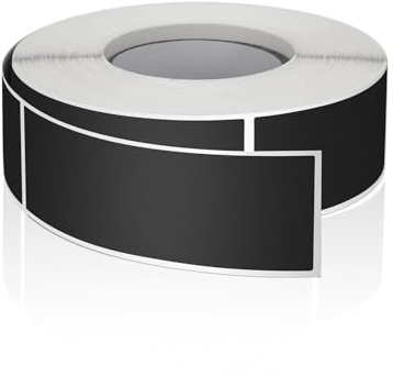 Meitaat Schwarz Rechteckig Aufkleber 76 x 25 mm Farbkodierung Etiketten | Selbstklebend Etiketten Umzug, Klebeetiketten zum beschriften, Rolle, Ablösbar 500 Stück